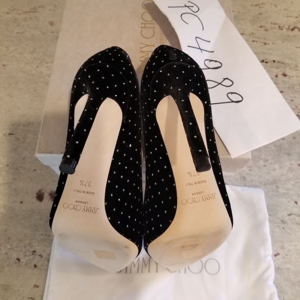 SOLD Jimmy Choo Romy 100 velvet rhinestones heels - Picture 5 of 8